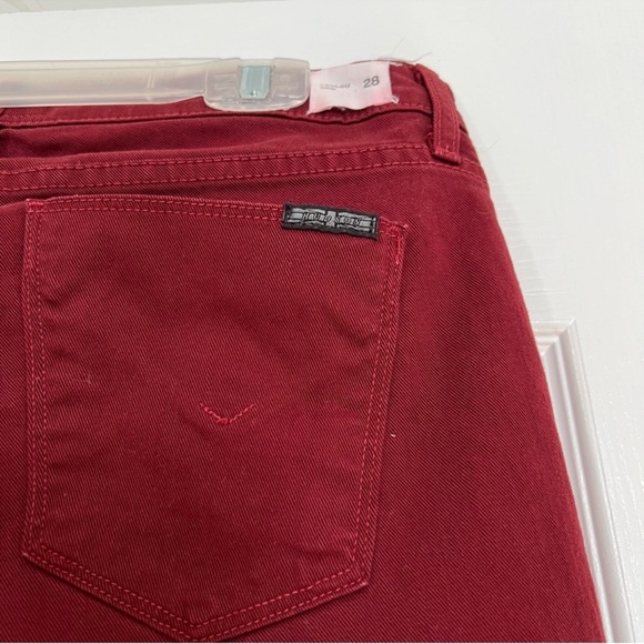 Hudson LouLu Burgundy Red Pink Tuxedo Stripe Low Rise Crop Skinny Jeans - Picture 8 of 16